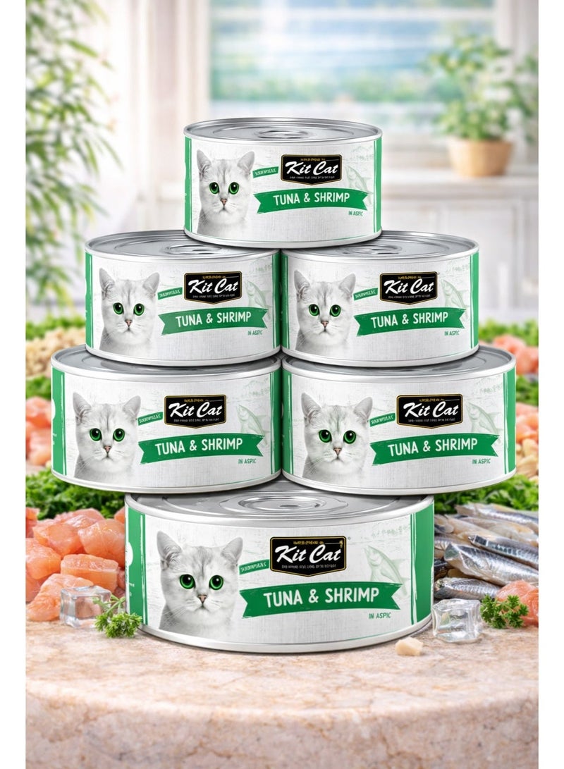 Super Premium Grain Free Tuna & Shrimp Canned Cat Wet Food 80g (Pack of 6)